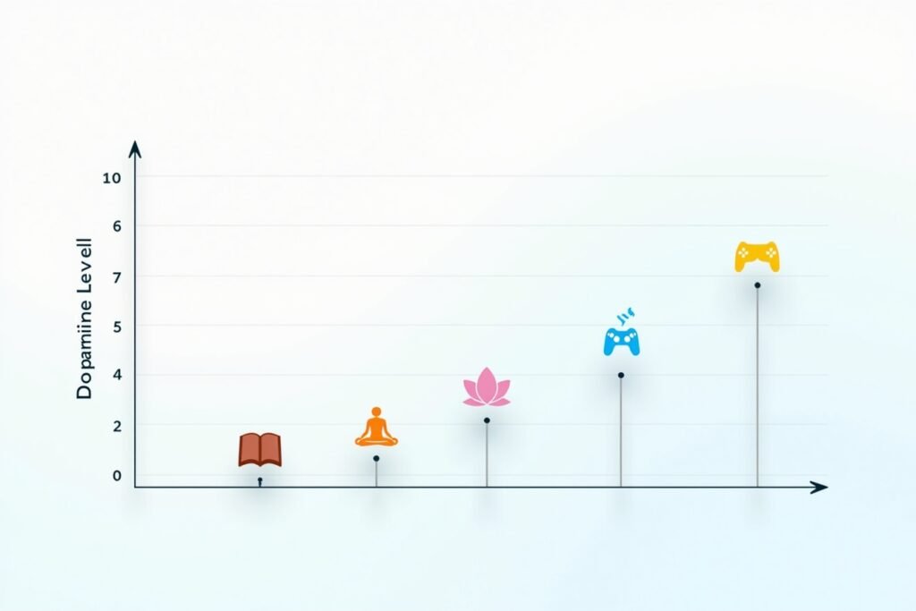 Graph showing dopamine levels during different activities